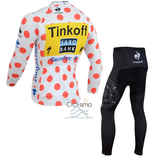 Saxobank Lider Ropa Ciclismo Culotte Largo 2014 Hombre Mangas Largas Blanco y Rojo